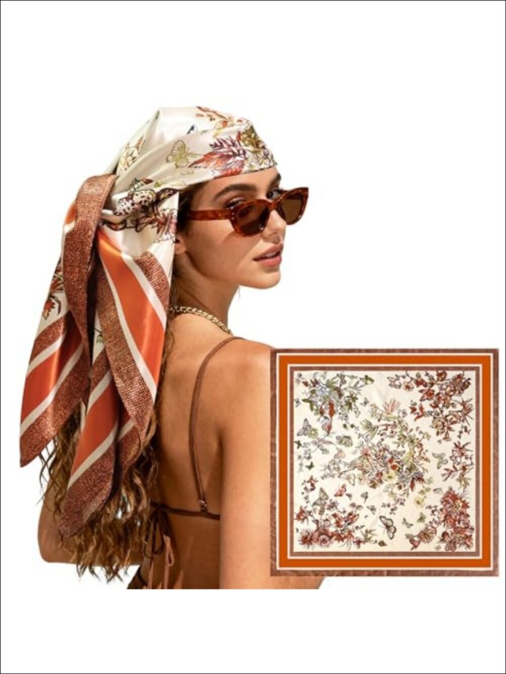 35" Satin Hair Scarf for Women Like Silk Large Head Wrap Bandana
